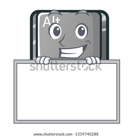 Grinning with board alt button in the cartoon shape