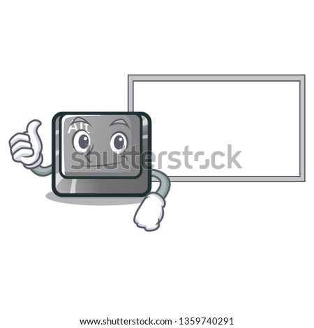 Thumbs up with board alt button in the cartoon shape