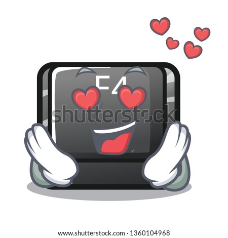 In love button f4 in the shape cartoon