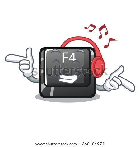 Listening music button f4 in the shape cartoon