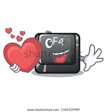 With heart button f4 in the shape cartoon