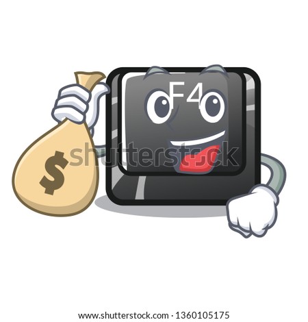 With money bag f4 button installed on cartoon keyboard