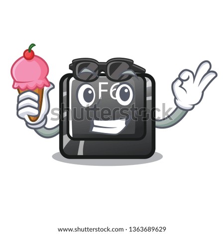 With ice cream button f6 isolated in the mascot