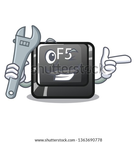 Mechanic longest F5 button on cartoon keyboard