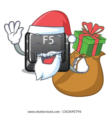 Santa with gift longest F5 button on cartoon keyboard