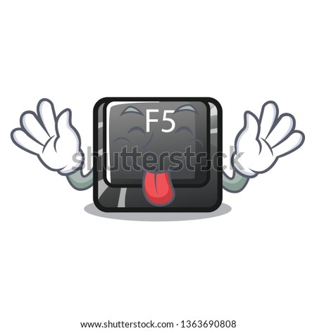 Tongue out longest F5 button on cartoon keyboard