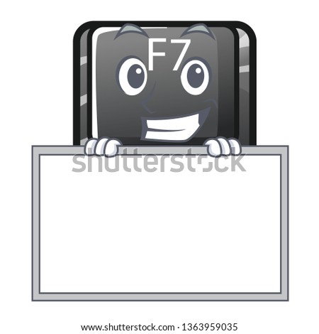 Grinning with board f7 button installed on cartoon keyboard