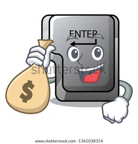 With money bag button enter in the shape mascot