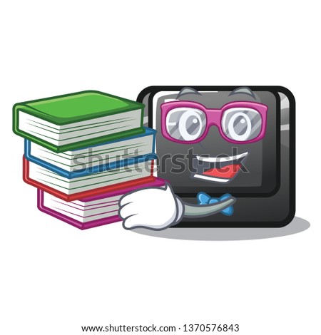 Student with book button D in the cartoon shape