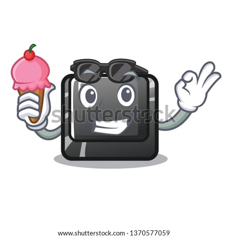 With ice cream button D isolated in the cartoon
