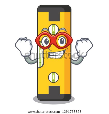 Super hero spirit level in the mascot shape