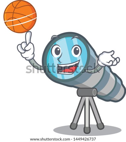 With basketball telescope isolated with in the mascot