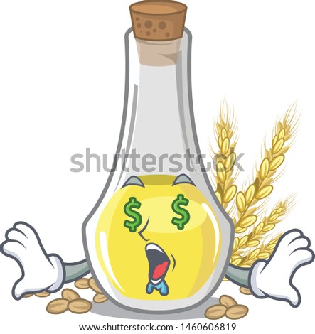 Money eye wheat germ oil at cartoon table