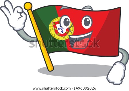 Okay portugal flag folded on cartoon table