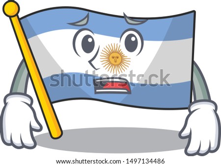 Afraid argentina character flag folded above table
