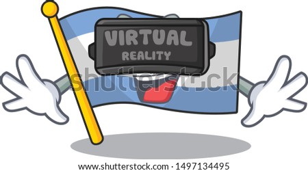 Virtual reality argentina character flag folded above table