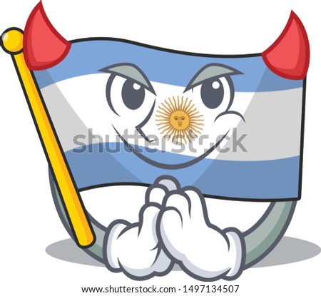 Devil argentina character flag folded above table