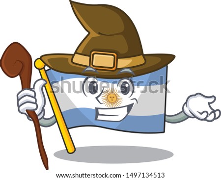 Witch argentina character flag folded above table