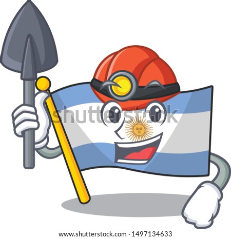 Miner argentina character flag folded above table