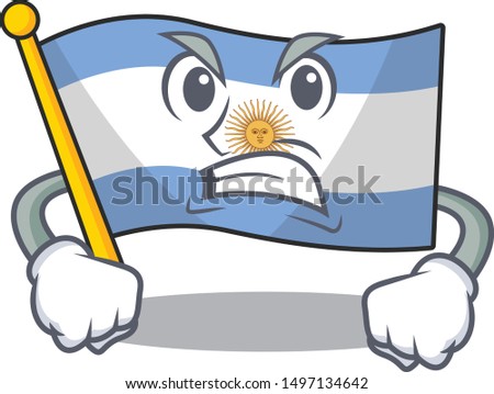 Angry argentina character flag folded above table