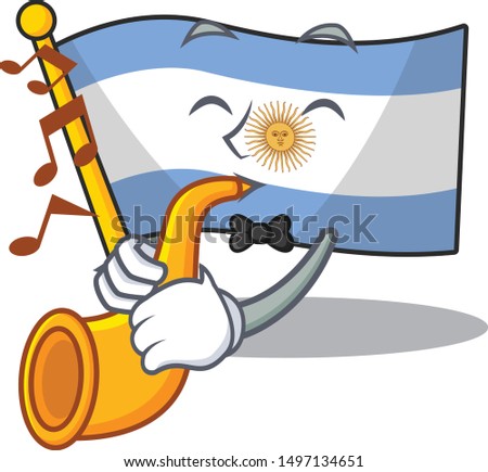 With trumpet argentina character flag folded above table