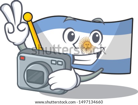 Photographer argentina character flag folded above table