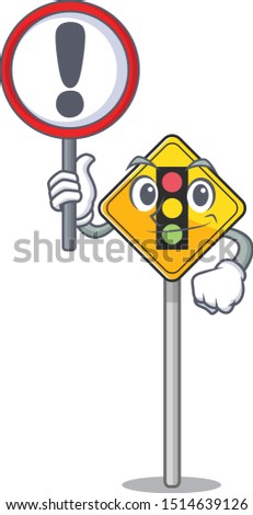 With sign traffic light ahead on the cartoon