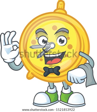 Waiter alarm clock cartoon with machine classic.