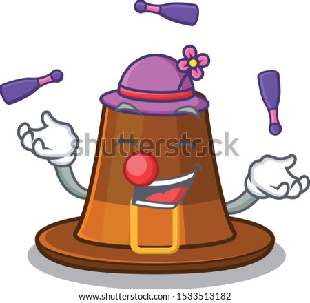 Juggling pilgrim hat on a cartoon table