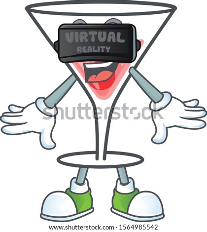 Cartoon fresh cocktail with the virtual reality character