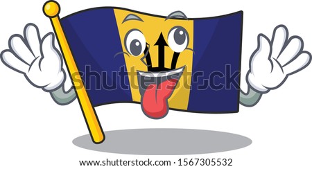 Flag barbados cartoon with in bring gift character