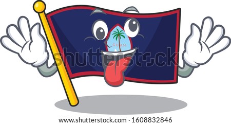 Flag guam Cartoon character style with a crazy face