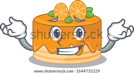 cute Grinning orange cake mascot cartoon style