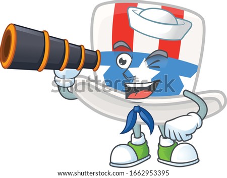 A picture of uncle sam hat Sailor style with binocular