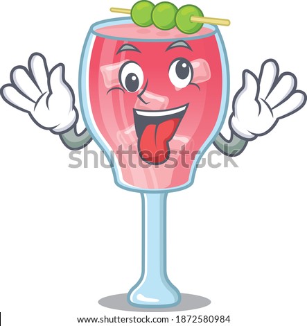 A mascot design of cosmopolitan cocktail having a funny crazy face