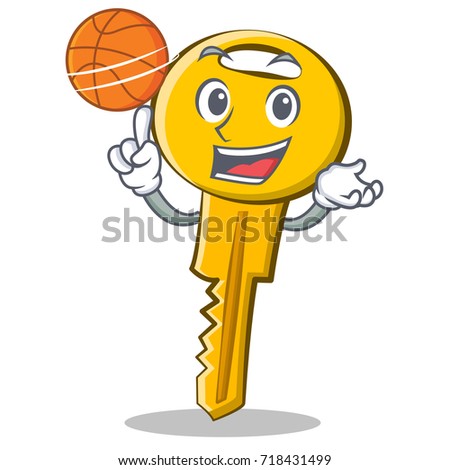 Playing basketball key character cartoon style vector illustration