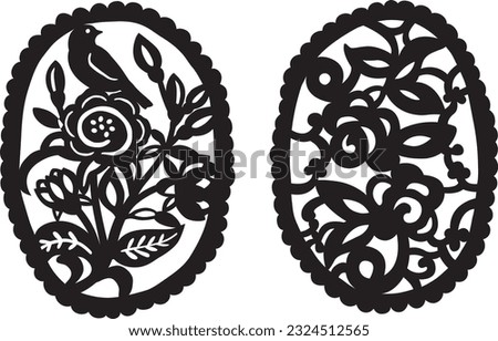 LACE PATTERN ROSE and FLOWER CAMEO template for laser cutting or paper cutout vector