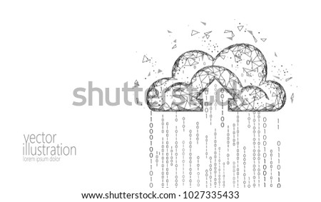 Cloud computing online storage low poly. Polygonal future modern internet business technology. White gray monochrome global data information exchange available background vector illustration