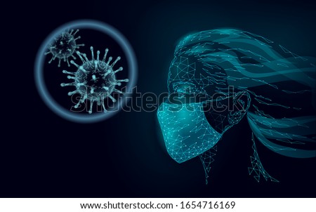 Similar – Image, Stock Photo Woman with breathing mask at the window