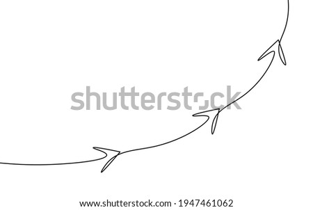 Single continuous line art arrows up. Growing profit graph economy finance concept design. One sketch outline drawing vector illustration