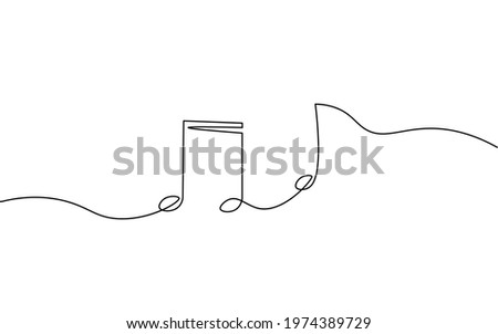 Single continuous line art music library like. Learning listen apps musical symbol note online. Design one stroke sketch outline drawing vector illustration art