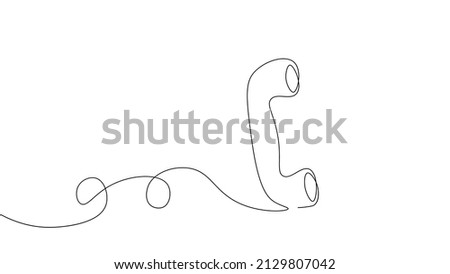 Continuous line handset phone. Wire set one line call telephone hotline support service. Business assistance answer internet message vector illustration