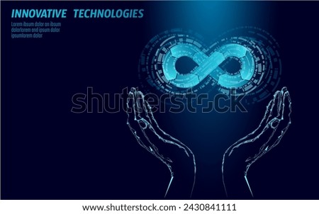 Devops software development operations infinity symbol. Programmer administration system life cycle quality. Coding building testing release monitoring. Online freelance vector illustration