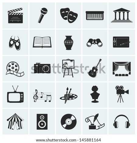 Collection of 25 arts and creative icons. Vector illustration.