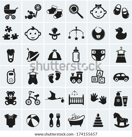 Collection of 25 baby icons. Vector illustration.