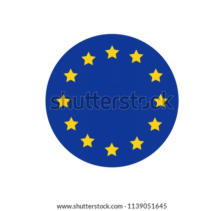 Round european union flag vector icon isolated, button official colors and proportion correctly. banner, element, design, background. Correct size, colors. Official vector flag of European Union