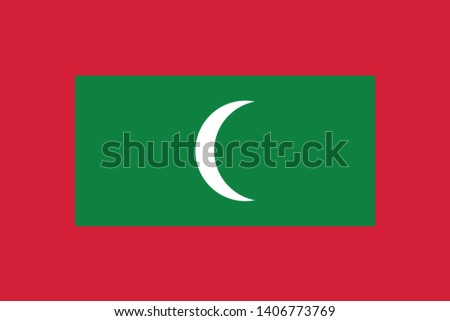 Maldives flag, official colors and proportion correctly. National United Arab Maldives flag. Vector illustration. EPS10. Maldives flag vector icon, simple, flat design for web or mobile app