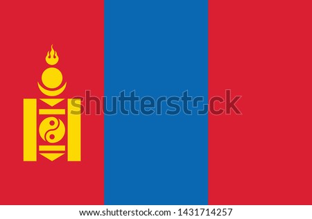 National Mongolia flag, official colors and proportion correctly. National Mongolia flag. Vector illustration. EPS10. Mongolia flag vector icon, simple, flat design for web or mobile app.