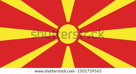 North Macedonia flag, official colors and proportion correctly. Republic of North Macedonia flag. Vector illustration. EPS10. North Macedonia flag vector icon, simple, flat design for web or mobile