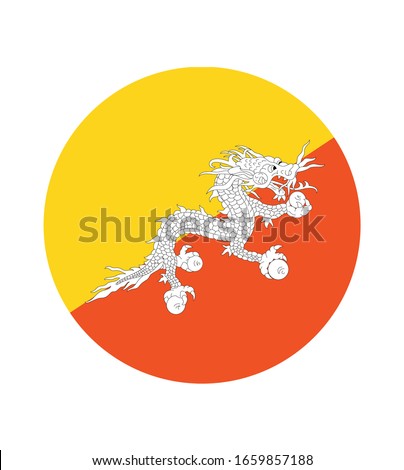 National Bhutan flag, official colors and proportion correctly. National Bhutan flag. Vector illustration. EPS10. Bhutan flag vector icon, simple, flat design for web or mobile app.